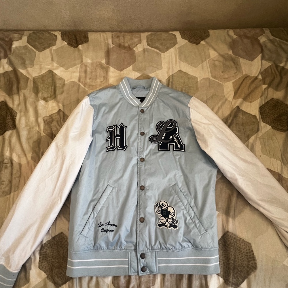 Hollister Blue and White Varsity Jacket